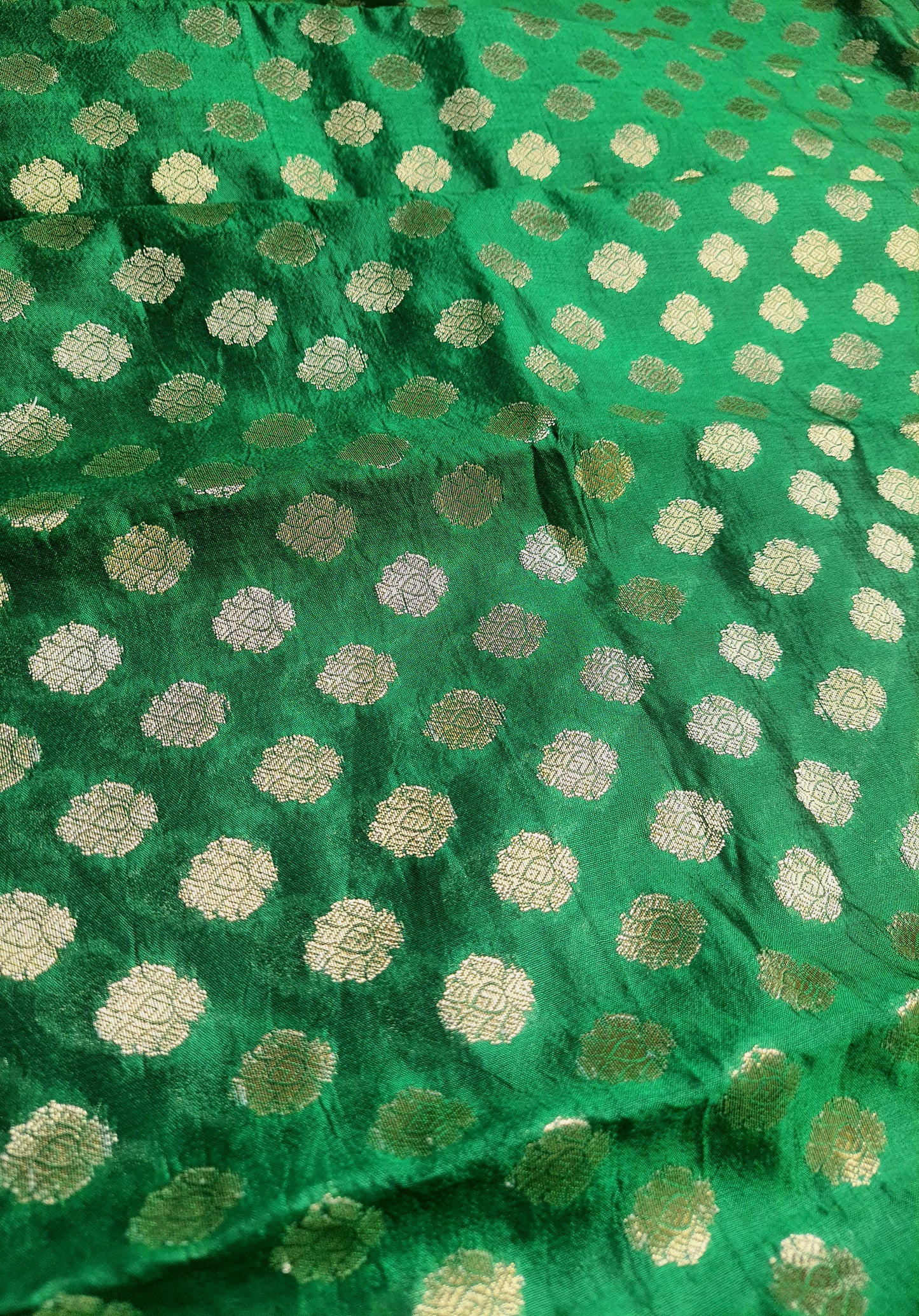 Green Katan Silk Border Buti Banarasi Dupatta