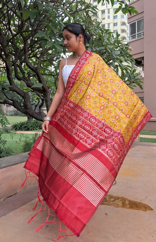 Mustard Banarasi Patola Silk Dupatta