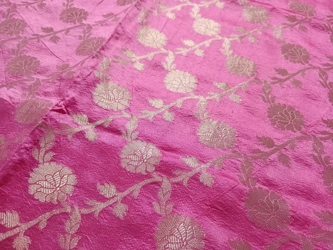 Pink Puna Silk Jakat Jal Dupatta