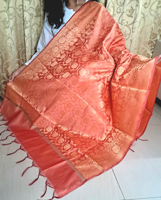 Orange Mixed Silk Banarasi Dupatta