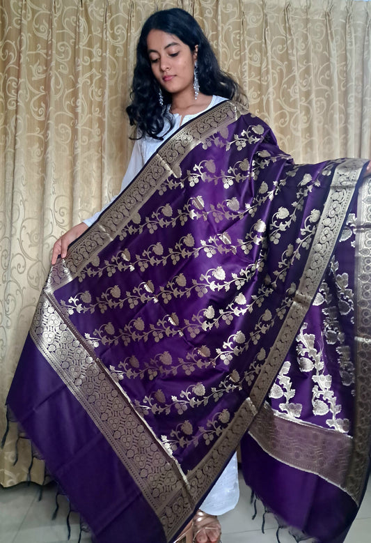 Purple with Golden Color Banarasi Dupatta