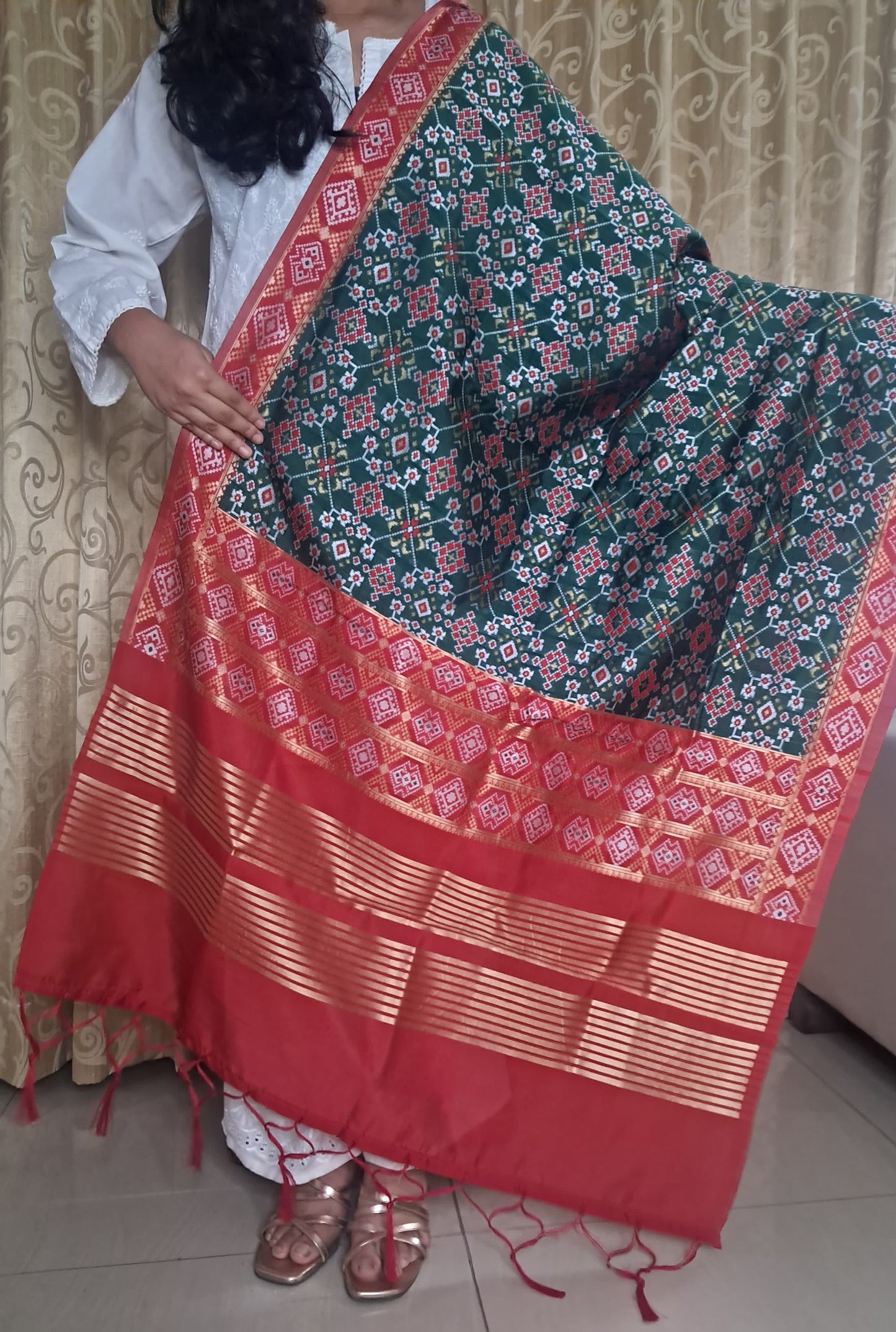 Green Patola Silk Banarasi Dupatta