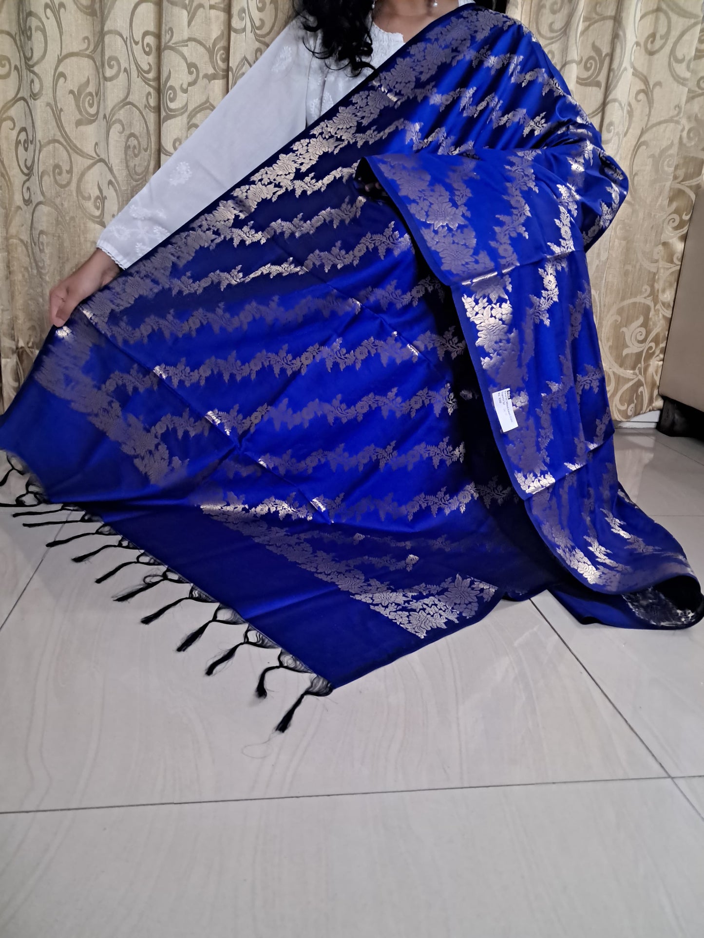 Blue Mixed Katan Silk Banarasi Dupatta