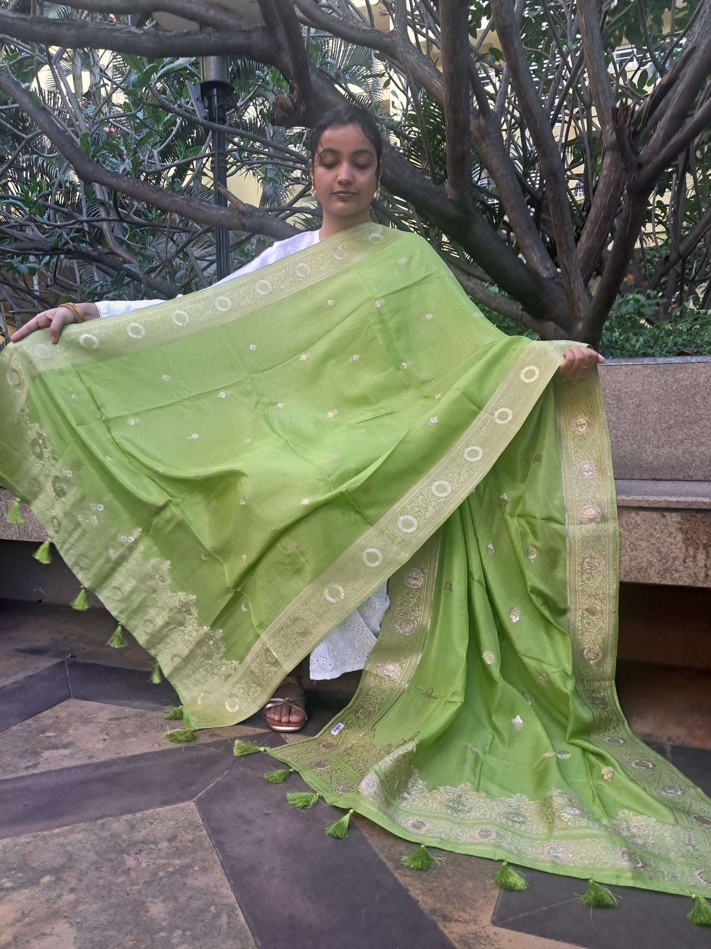 Green Mixed Silk Banarasi Dupatta