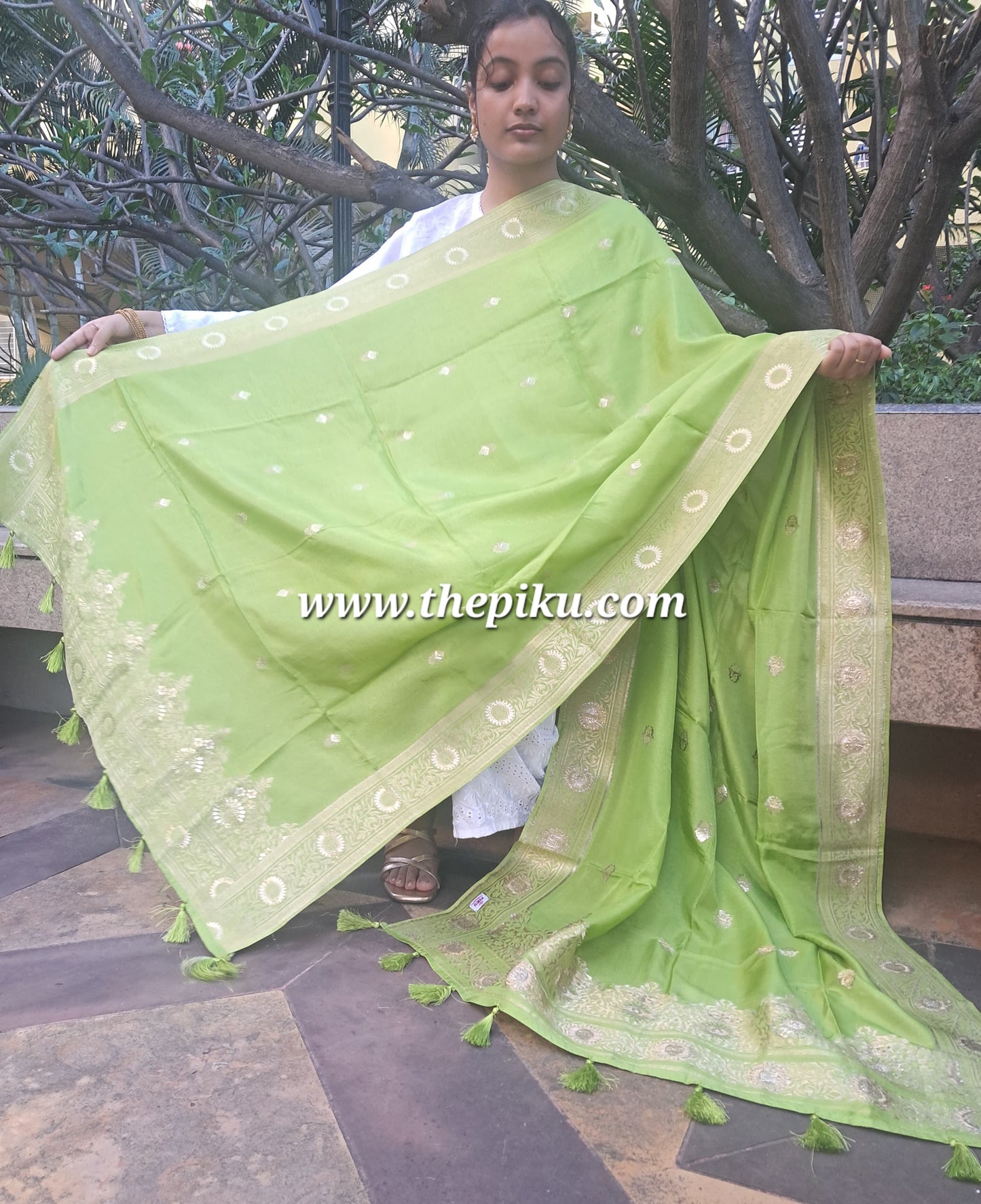 Green Mixed Silk Banarasi Dupatta