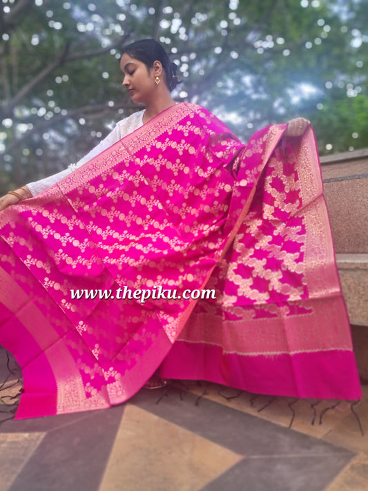 Pink Mixed Silk Banarasi Dupatta