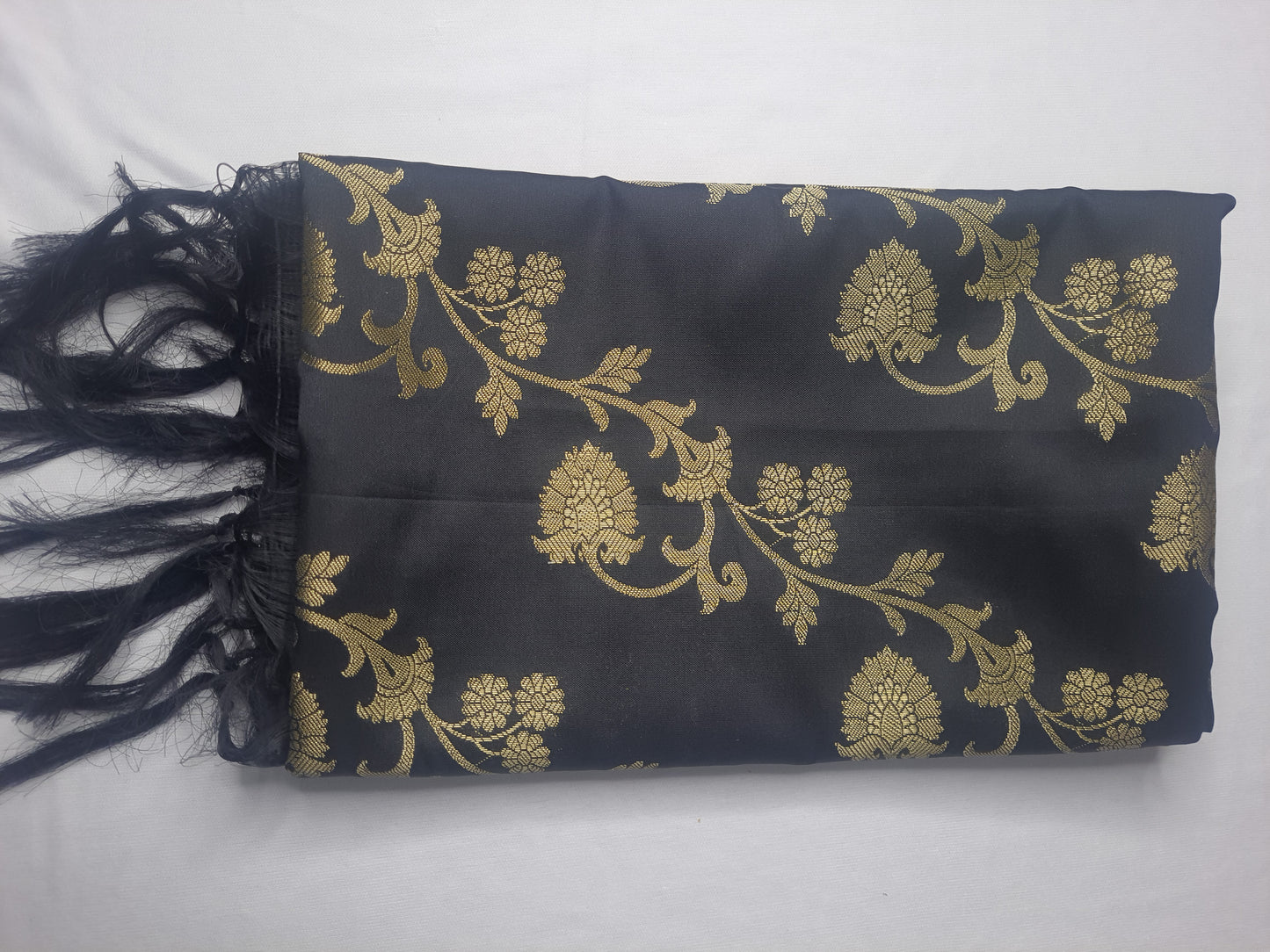 Black Banarasi Dupatta with Golden Jari Work