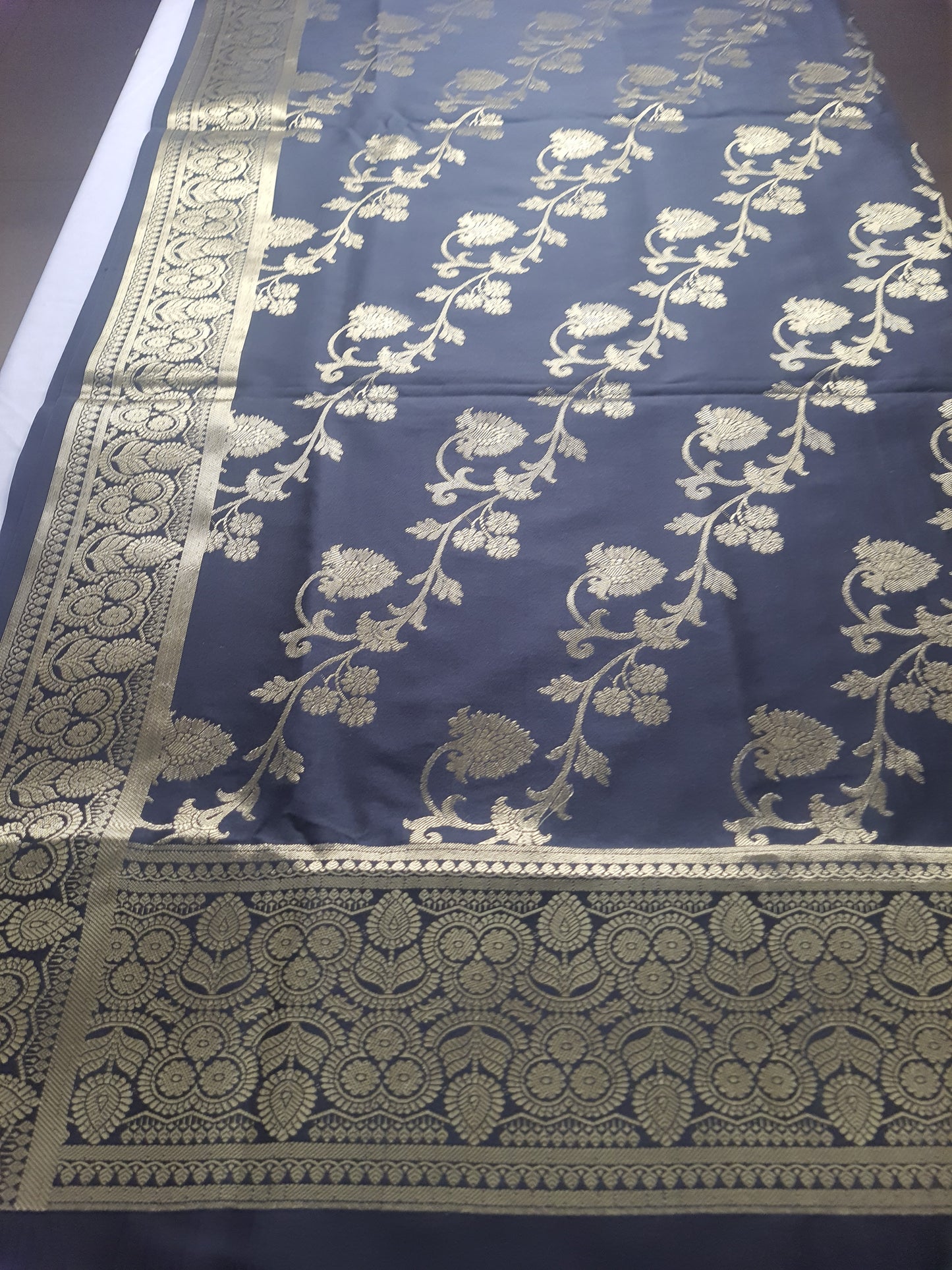 Black Banarasi Dupatta with Golden Jari Work